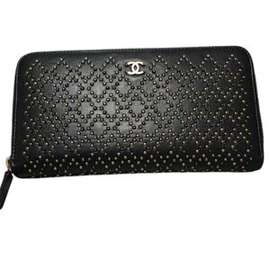 CHANEL CC STUDDED LAMBSKIN ZIP-AROUND WALLET